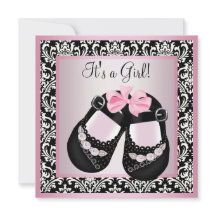 Negro rosa Damask Shoes Baby Girl Shower