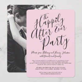 Invitación Negro rosa felizmente después de la fiesta de boda