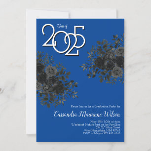 Invitación Negro Rosa Oscuro Partido Gótico de Graduación Azu
