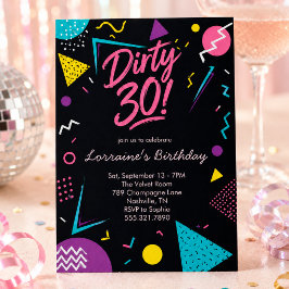 Invitación Negro Rosa Sucio 30 Retro