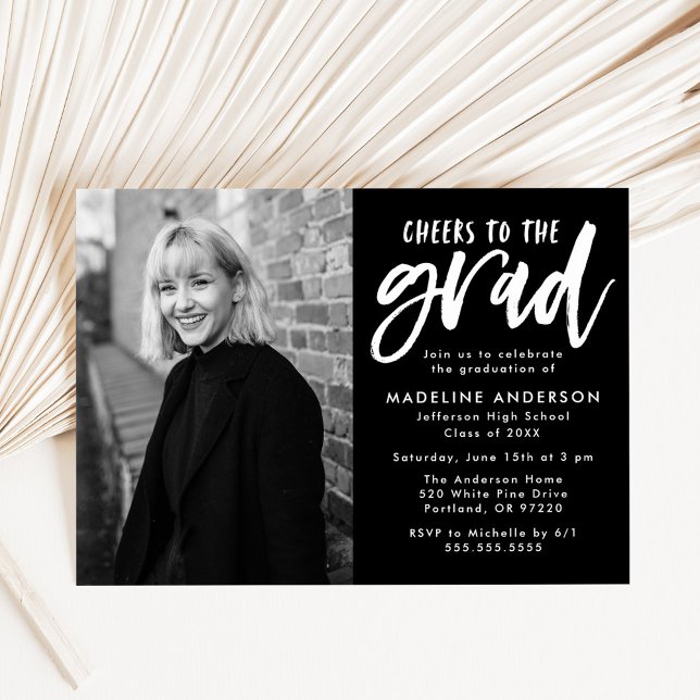 Invitación Negro | Saludos a la fiesta de graduación de guión (Subido por el creador)