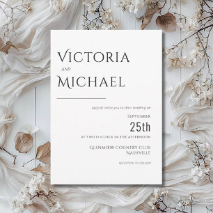 Invitación Negro sobre blanco moderno Boda personalizado