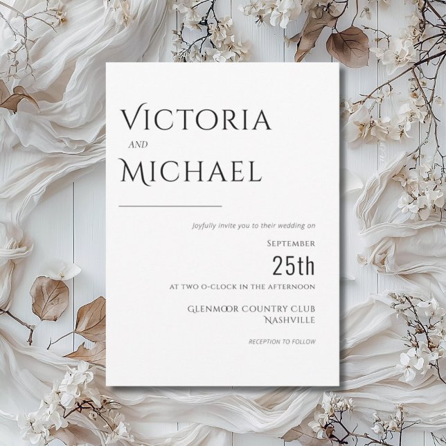 Invitación Negro sobre blanco moderno Boda personalizado (Subido por el creador)