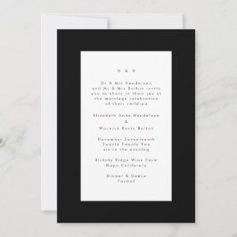 Invitación Negro sobre blanco moderno Boda simple minimalista