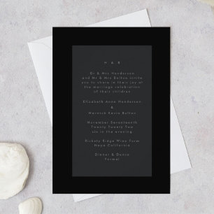 Invitación Negro sobre negro moderno Boda simple minimalista