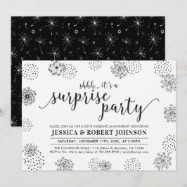 Invitación Negro | Sorpresa moderna 50 aniversario de bodas