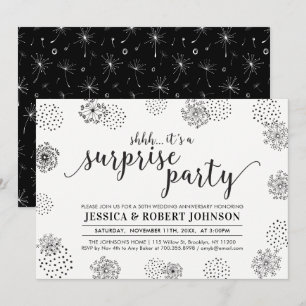 Invitación Negro   Sorpresa moderna 50 aniversario de bodas