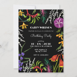 Invitación Negro tropical floral Naturaleza 