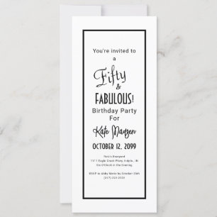 Invitación Negro y blanco 50 y FABULOUS Surprise Fiesta
