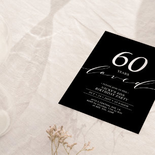 Invitación Negro y Blanco   60 Años Amados Cumpleaños 60
