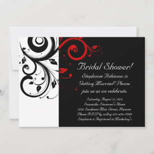 Invitación Negro y blanco con giro inverso rojo
