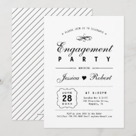 Invitación Negro y Blanco | Fiesta de Compromiso Elegante