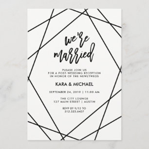 Invitación Negro y Blanco Geométrico   Estamos Casados