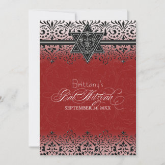 Invitación Negro y blanco luce el blanco plateado Mitzvah Inv