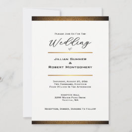 Invitación Negro y blanco moderno con Boda de oro