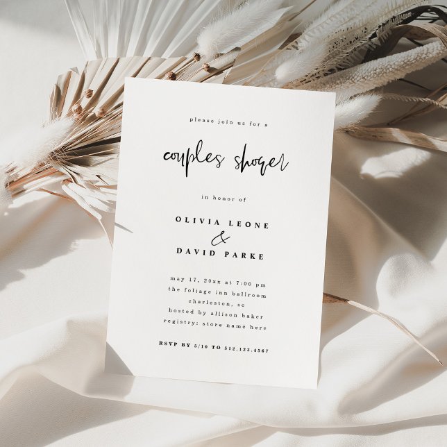 Invitación Negro y blanco moderno | Ducha de pareja (Subido por el creador)