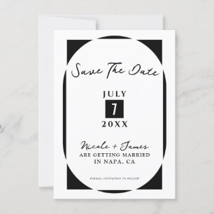 Invitación Negro y Blanco Moderno Minimalista Guardar la Fech