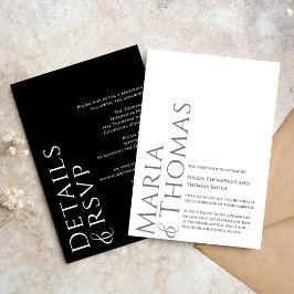 Invitación Negro y blanco moderno Minimalista simple