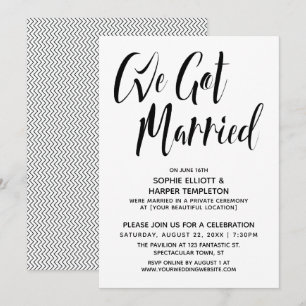 Invitación Negro y Blanco Nos Casamos Tipografía Fiesta