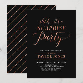 Invitación Negro y Cobre | Fiesta de Cumpleaños Sorpresa Mode
