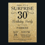 Invitación Negro y cumpleaños de la sorpresa del purpurina<br><div class="desc">El negro y el purpurina del oro sorprenden la trigésima invitación del cumpleaños. Antecedentes del purpurina del oro. Cumpleaños adulto. Los hombres o las mujeres Bday invitan. Cualquie edad. Para el arreglo para requisitos particulares adicional, haga clic por favor el "personalizar él" botón y utilice nuestra herramienta de diseño para...</div>