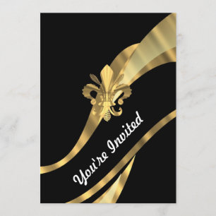 Invitación Negro y dorado de lys