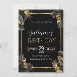 Invitación Negro y dorado elegante