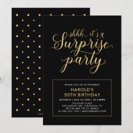 Invitación Negro y Dorado | Fiesta de Cumpleaños Sorpresa Mod