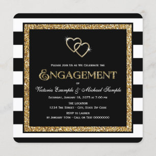 Invitación Negro y fiesta de compromiso del oro