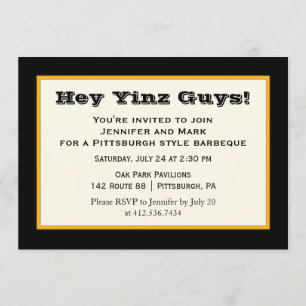 Invitación Negro y fiesta de Yinz del estilo de Pittsburgh