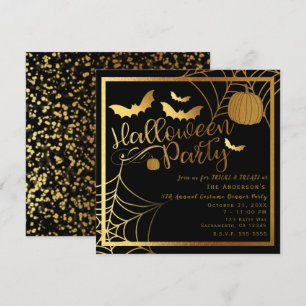 Invitación Negro y fiesta elegante de Halloween de la