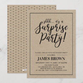 Invitación Negro y Kraft | Fiesta de Jubilación de Sorpresas 