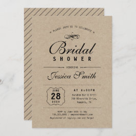 Invitación Negro y Kraft rústico | Ducha Bridal Elegante