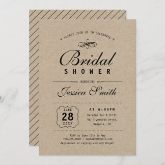 Invitación Negro y Kraft rústico | Ducha Bridal Elegante