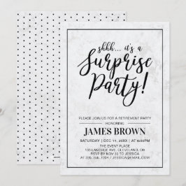 Invitación Negro y Mármol | Fiesta de Jubilación de Sorpresas