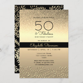 Invitación Negro y Oro 50 cumpleaños