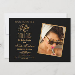 Invitación ¡Negro y Oro A Las Cincuenta Y FABULOSO! Fiesta