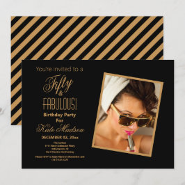 Invitación ¡Negro y Oro A Las Cincuenta Y FABULOSO! Fiesta