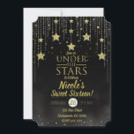 Invitación Negro y oro bajo las estrellas Starry Sweet 16<br><div class="desc">Personalizar para cualquier evento</div>