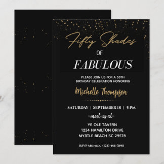 Invitación Negro y Oro Cincuenta sombras de fabuloso cumpleañ