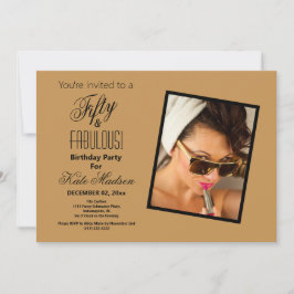 Invitación ¡Negro y Oro Cincuenta y FABULOSO! Fiesta de cumpl