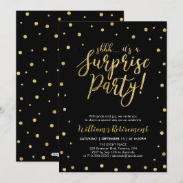 Invitación Negro y oro | Fiesta de Jubilación de Sorpresas Mo