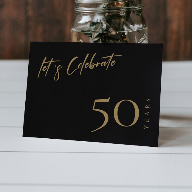 Invitación Negro y oro moderno: 50 años personalizados (Modern Black & Gold: Personalized 50th Anniversary Invitation)