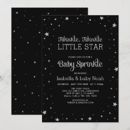 Invitación Negro y plateado | Twinkle Little Star Baby Shower