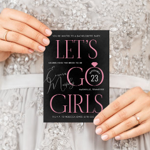 Invitación Negro y rosa dejemos ir a los Chicas Bachelorette