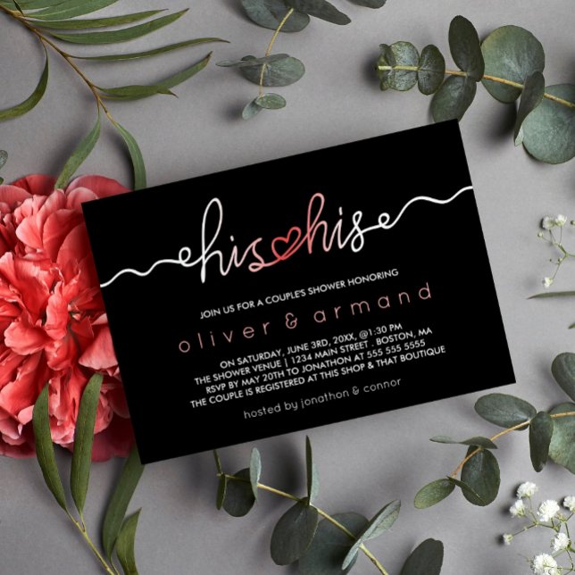 Invitación Negro y rosa | Su ducha y la de su pareja (Subido por el creador)