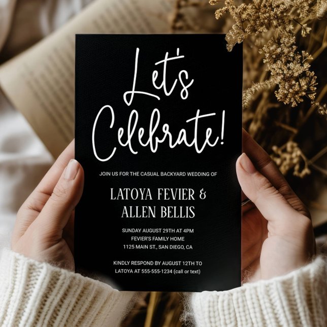 Invitación Negros celebremos a Casual Backyard Boda (Subido por el creador)