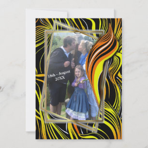 Invitación Negros creativos, naranjas y blancos abstracts sin