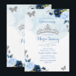 Invitación Nene Blue y Mariposa de la Marina Charra 15th Anos<br><div class="desc">Charra 15th Anos 3 Invitation Mis Quince Anos,  15th Birthday,  mariposa de la marina y azul bebé, </div>