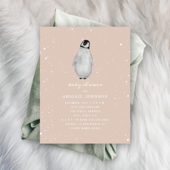 Invitación Nene Pingüino Chica Rosa Baby Shower (Subido por el creador)